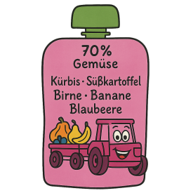 Bio Gemüse-Quetschie Kürbis, Süßkartoffel, Birne, Banane, Blaubeere